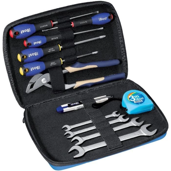 Trousse BOST Expert - 12 Outils : 4 Clés à Fourche + 5 Tournevis + 1 Pince + 1 Cutter + 1 Mètre - 889310 3 Trousse BOST Expert - 12 Outils : 4 Clés à Fourche + 5 Tournevis + 1 Pince + 1 Cutter + 1 Mètre - 889310