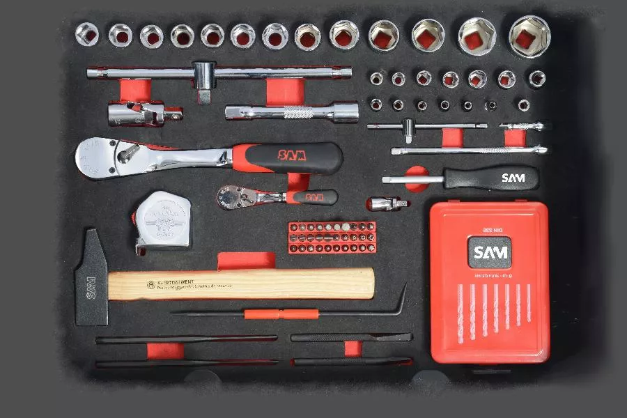 Valise Trolley + 136 Outils SAM OUTILLAGE Fermeture à Clé - CP-136N 5 Valise Trolley + 136 Outils SAM OUTILLAGE Fermeture à Clé - CP-136N – Image 3